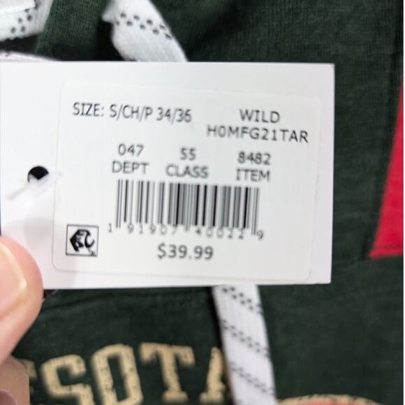 NHL Minnesota Wild Sweatshirt Mens Small Hoodie Pullover Hockey Green Red - Picture 7 of 9